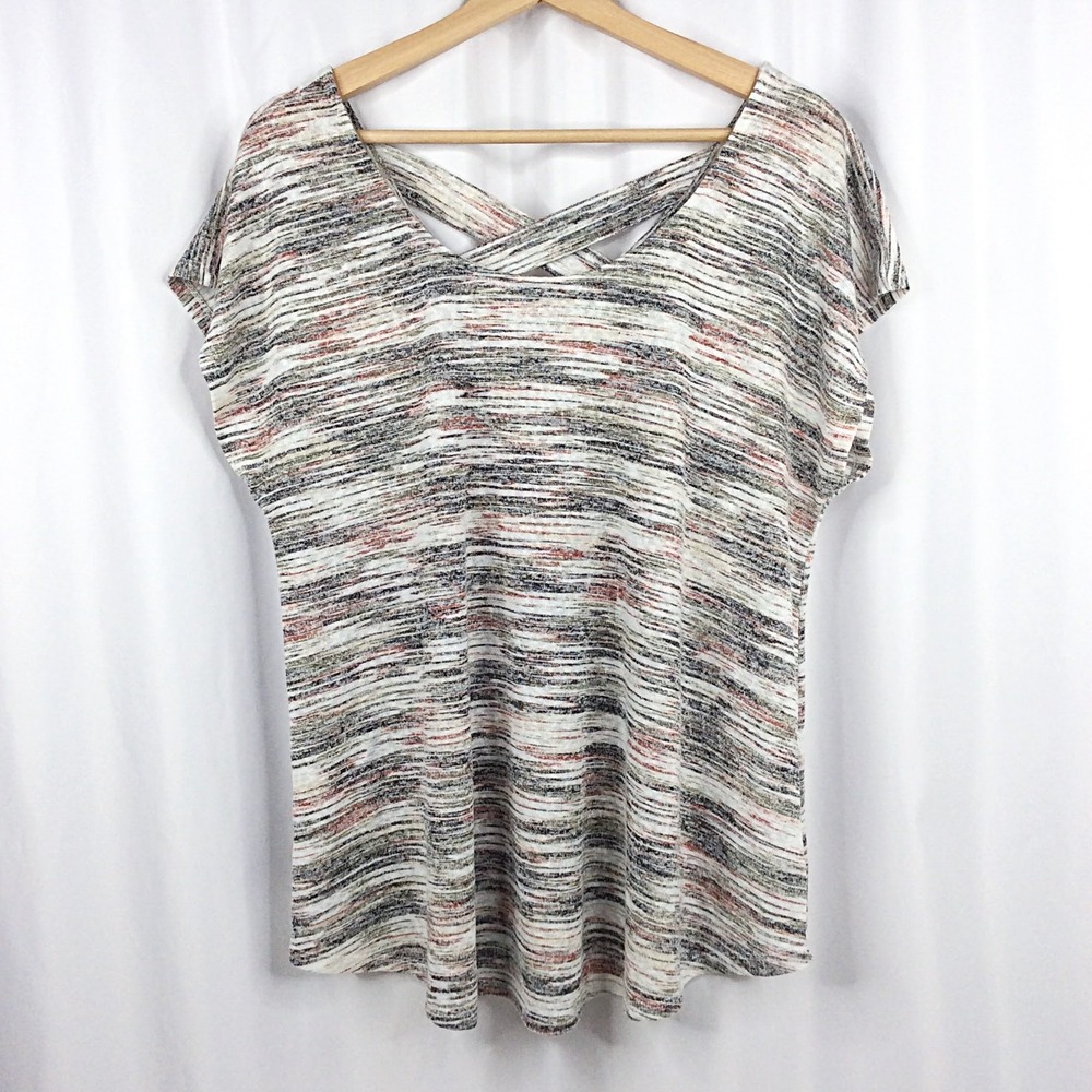 Studio B by Bobeau Knit Top Women's Plus Size 1X Cap Sleeve Criss‎ Cross Back